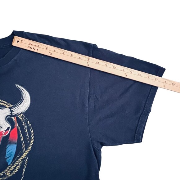 Vtg Texas Longhorn Skull T-Shirt Delta Pro Weight Blue 2XL Southwestern Rodeo - Picture 8 of 9